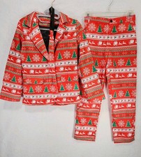 Christmas Holiday Suit Youths XL Includes Blazer Pants Tie Santa Sled NEW