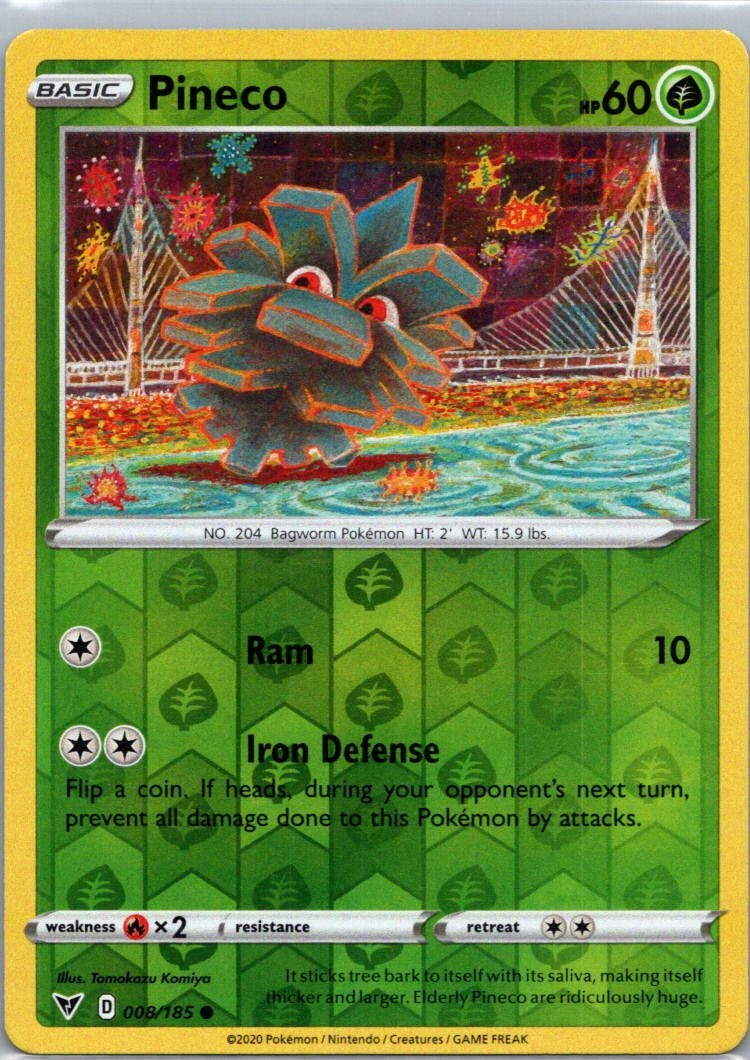 Pokemon TCG Pineco 8/185 Vivid Voltage Rev Holo NM