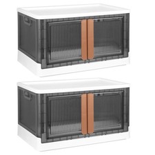 2Pcs 32L Foldable Storage Bins with Lid Collapsible Stackable Closet Organizer C