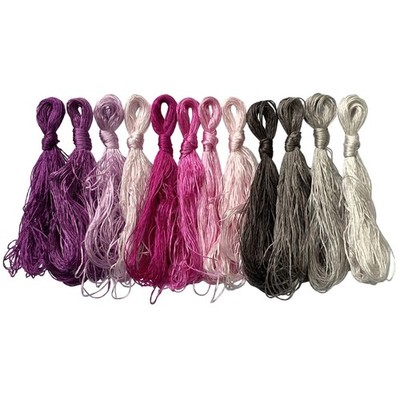 levylisa 12 Skeins Mulberry Silk Floss 65.6feet/floss, Purple Gradient 