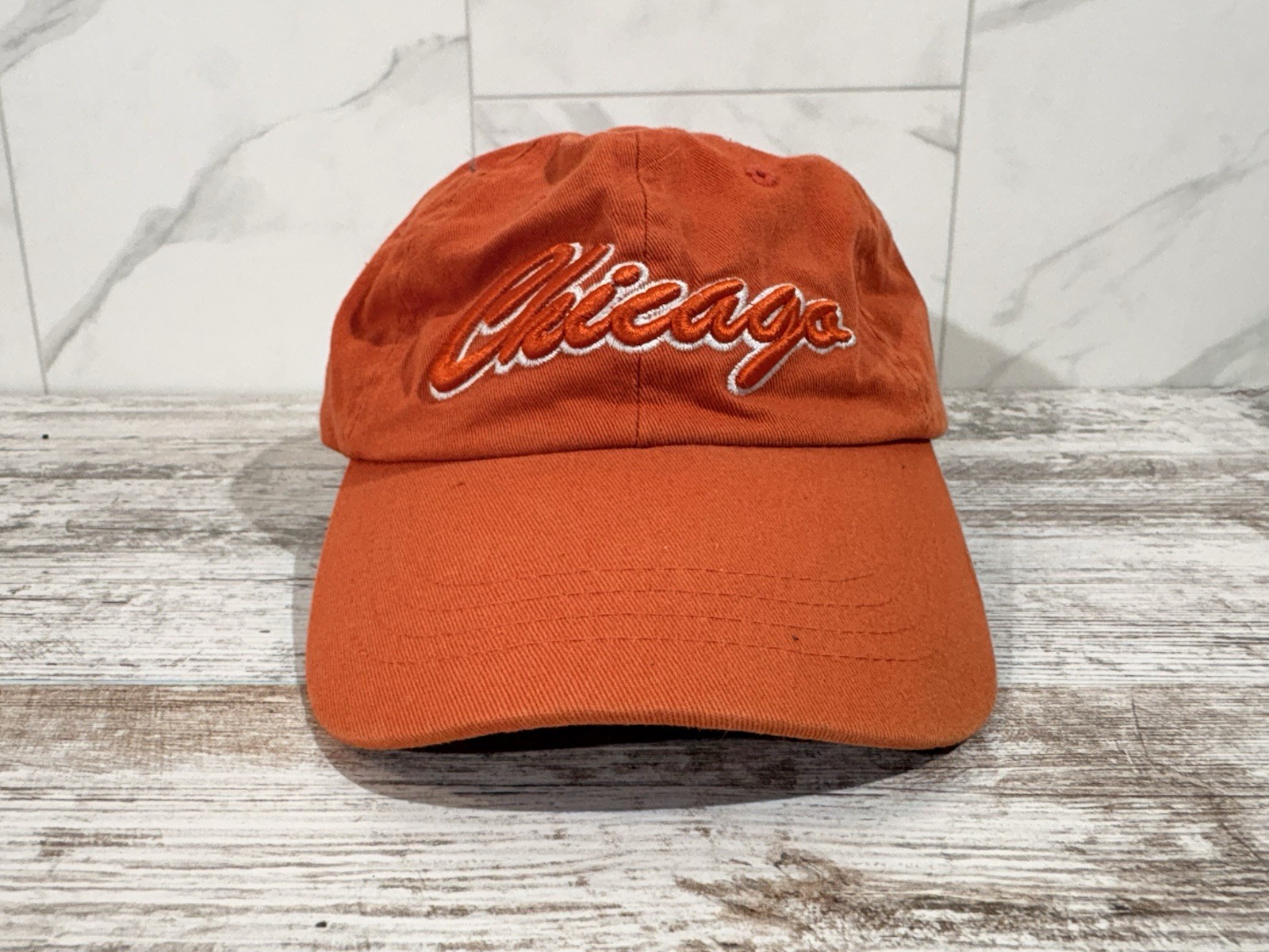 One Way Orange Chicago Script Baseball Hat One Size Fits All Good Condition