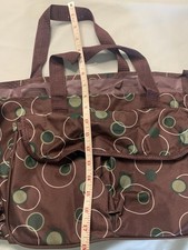 Large Brown Green White Polka Dot Baby Diaper Bag Polyester Tote with Pockets
