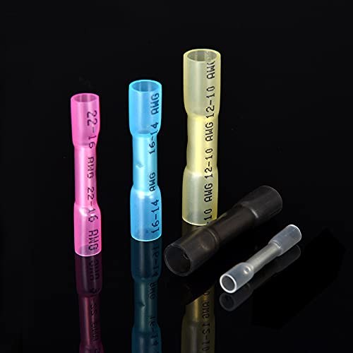 Heat Shrink Butt Connectors, 16-14 AWG 100Pcs Blue Waterproof 