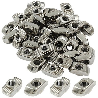 Zorveiio 100Pcs 3030 Series T Nuts Carbon Steel,M5 T Slot Nut 30S-M5, Silver