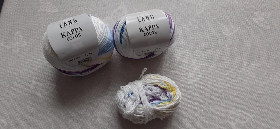 NEU! 2 x 50 g + Rest Lang Yarns Kappa Color Baumwolle Farbverlauf
