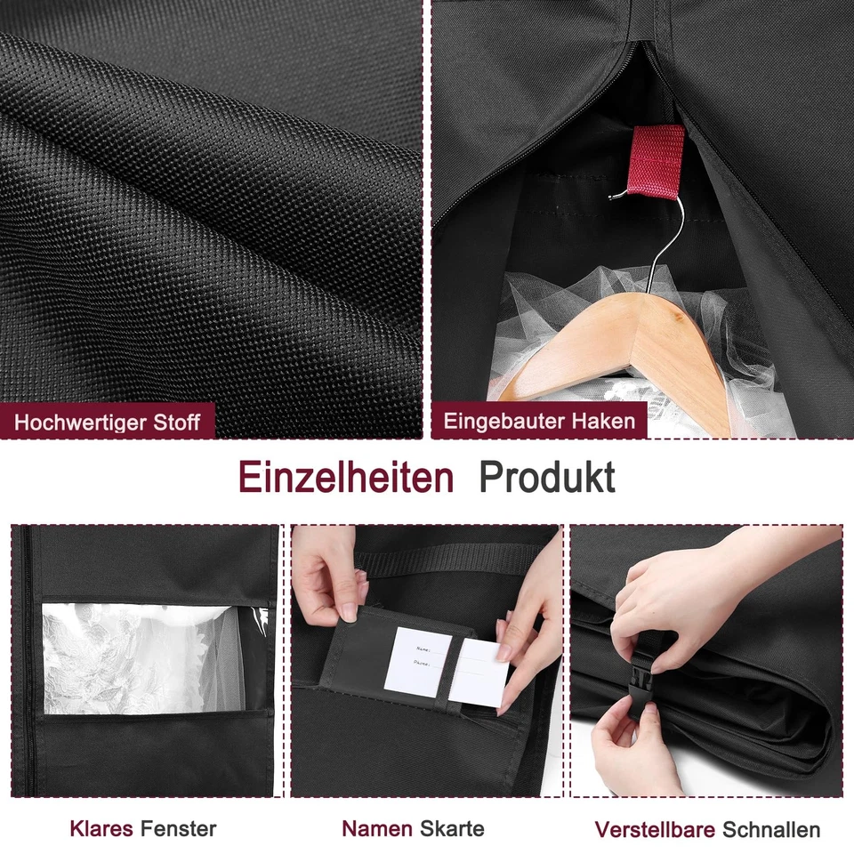 Kleidersack Lang 182cm Kleidersack Brautkleid mit Schuhfach Kleidersäcke mit ... - Bild 4 von 4