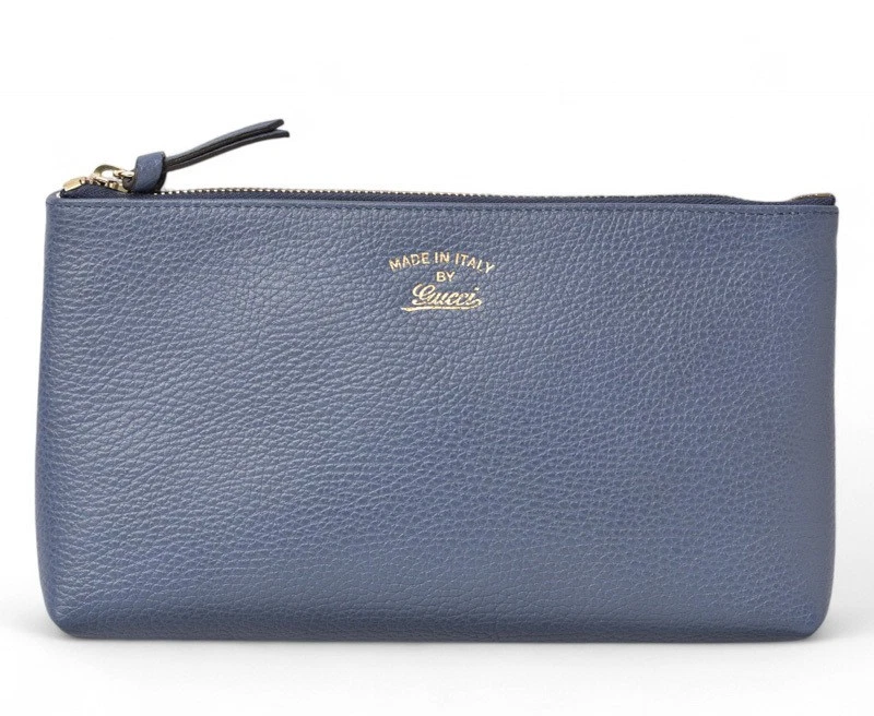 Sac de voyage cosmétique Gucci Swing en cuir bleu dans sac petits accessoires