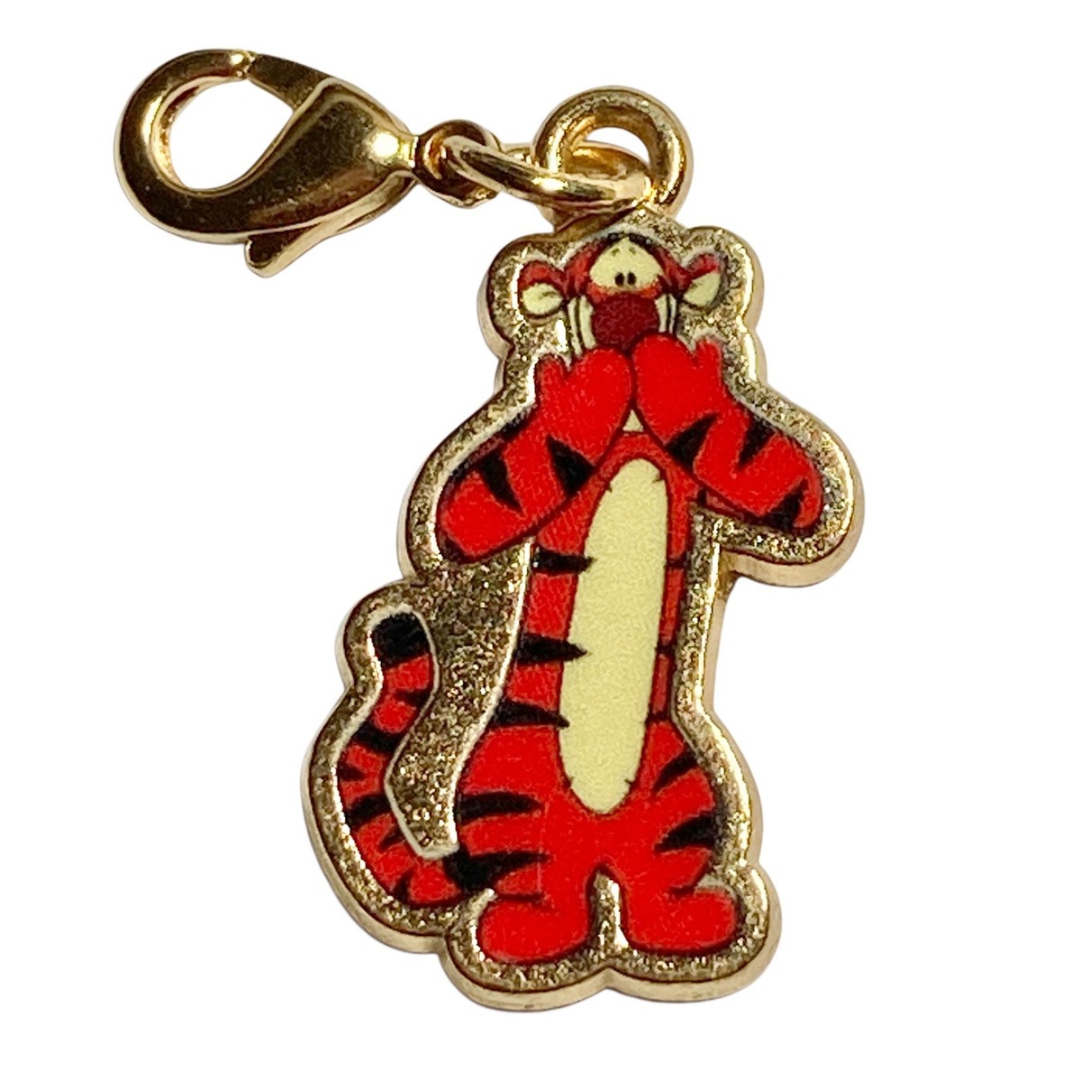 Vintage Disney Tigger Clip On Charm Gold Tone Zipper Purse Bag