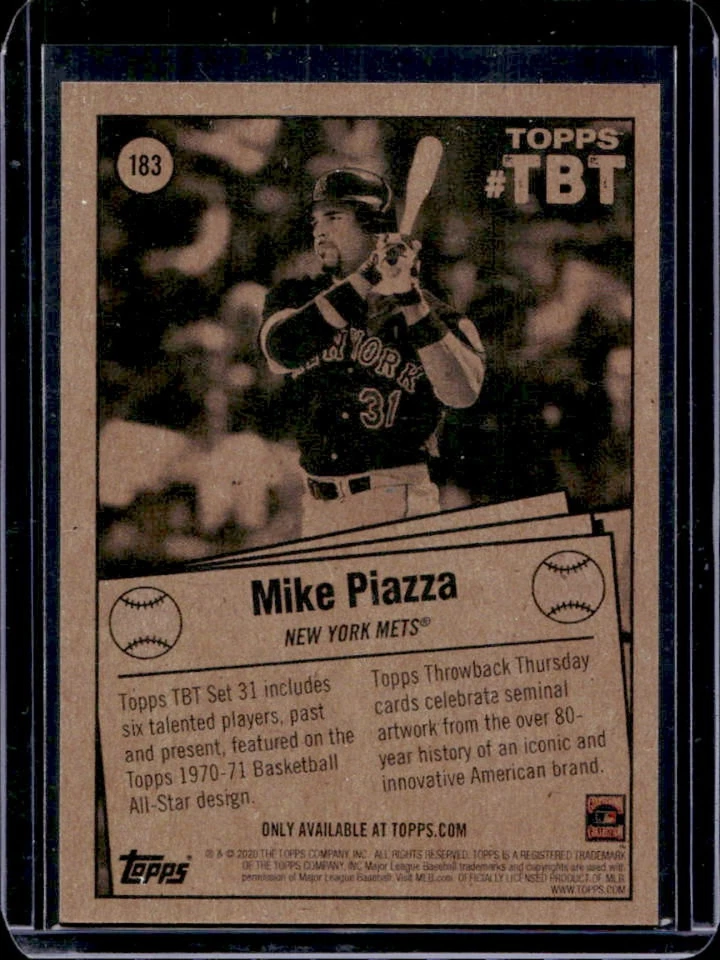 2020 Topps Throwback Thursday Mike Piazza #183 Mets - Image 2 of 2