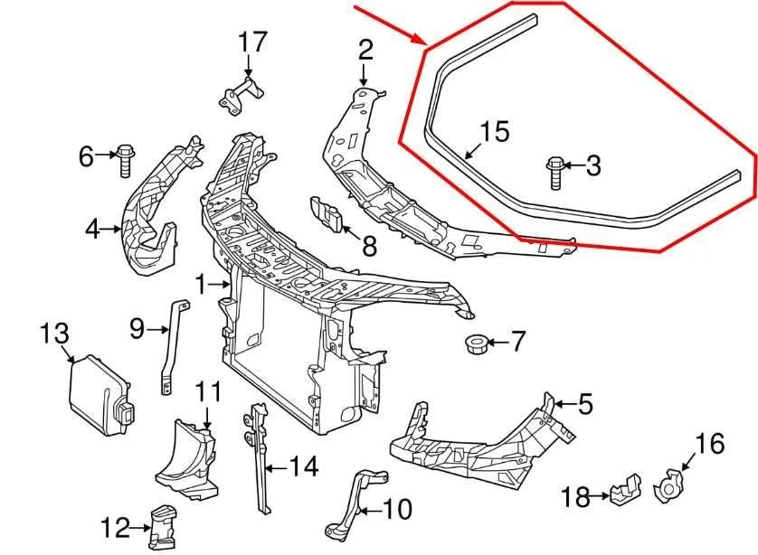 Mercedes-Benz ML350 2012-2015 radiador a capó sello de resistencia a la intemperie 166-887-01-98 Foto 2 de 4