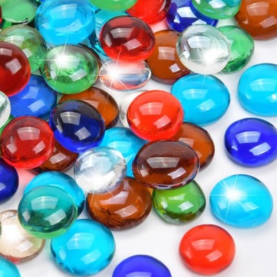 Ruojas 10Lb Mixed Color Flat Glass Marbles For Vases Mancala Stones Gemstone