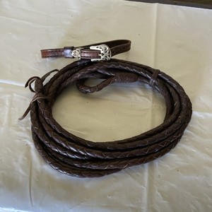 Vintage Leather & Rope HORSE HEADSTALL w/ STERLING SILVER Buckle & Tips Mexico