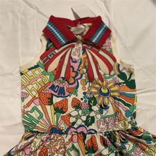 Gucci Girls' Multicolor Graphic Collared Sleeveless A-Line Dress Size 4