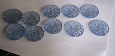 Tolle alte Glaskn&ouml;pfe 10 St&uuml;ck hellblau mit Vertiefung 15 mm