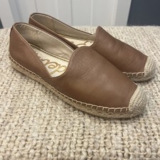 Sam Edelman Women  s Kesia Brown Tan Leather Espadrilles Slip on Shoes Size 8.5 M