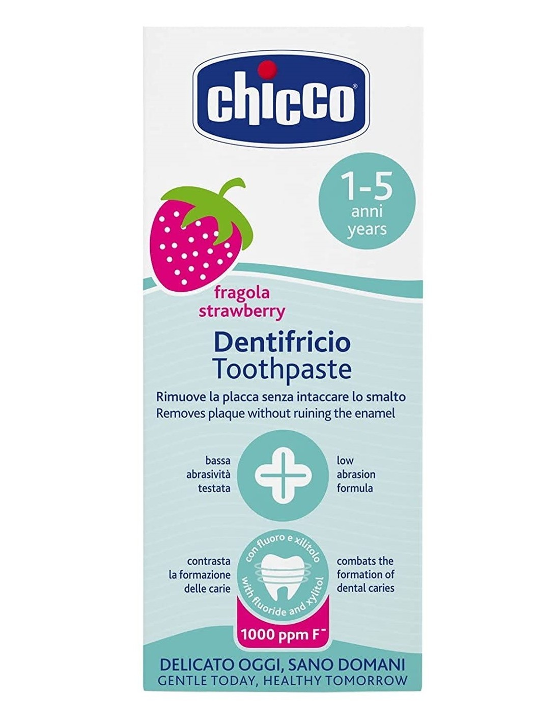 CHICCO DENTIFRICIO FRAGOLA 50 ML 12M+ CON FLUORO - Immagine 2