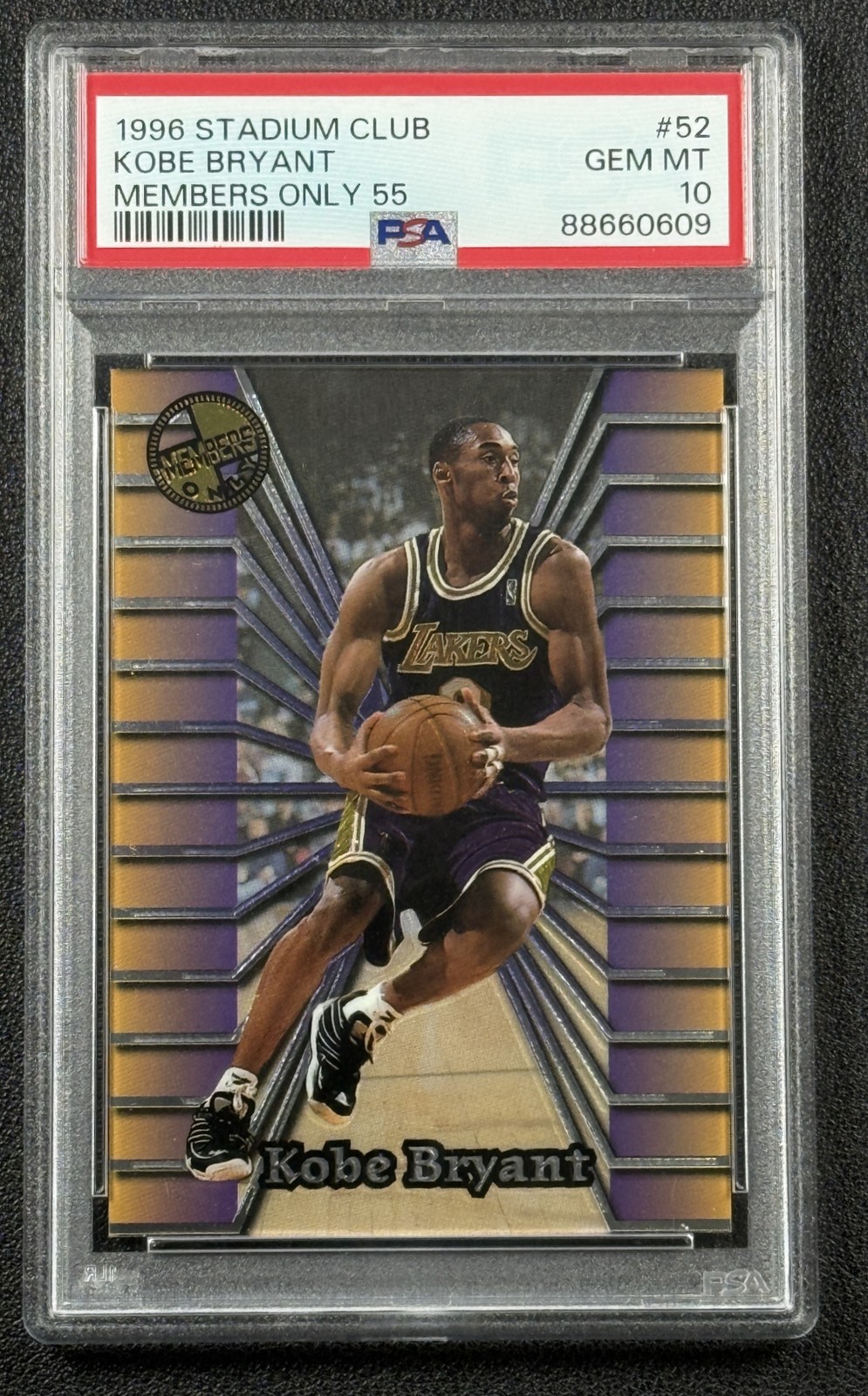 KOBE BRYANT PSA 10 1996-97 TOPPS STADIUM CLUB MEMBERS ONLY 55 #52 ROOKIE RC GEM
