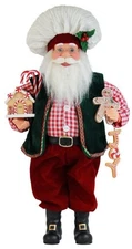16 Inch Standing Gingerbread Chef Cooking Santa Claus Christmas Figurine Figure