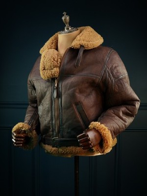 B3 Men's Flight Pilot US RAF Aviator Real Shearling Leather Bomber Irvin Jacket