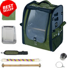 Bird Carrier Backpack-Parrot Travel Cage with Perch and Food Bowl, Stainless Ste