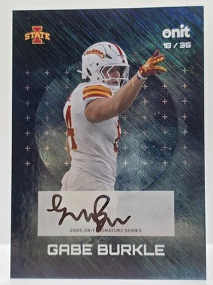 2025 Onit Gravity Gabe Burkle Iowa State Penn State Football Blue Auto #18/35