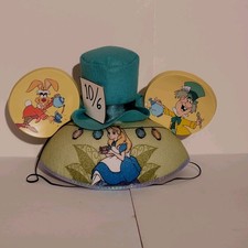 Disney Parks Alice in Wonderland Mad Hatter Tea Party Felt Mickey Ear Hat Cap...