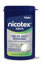 Pastillas Cipla Nicotex Mints Nicotina 2 mg 10 piezas cada una ayuda a dejar de fumar
