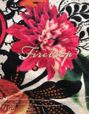 Firetrap Tropical Fante-Flower Mini Dress Sz 10 Cotton Jersey Pockets NWT & Tote