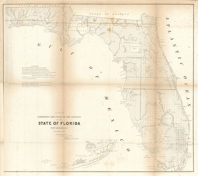 Eine Plattform, die den Zustand der Umfragen in Florida ausstellt. US Topo Bureau 1854 Karte