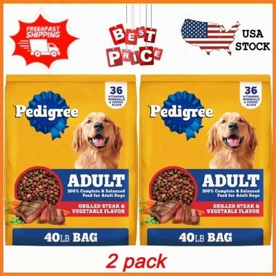 2 pack Pedigree Complete Nutrition Adult Steak & Vegetable Flavor Dry Food 40 lb