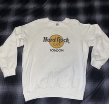 Vintage Hard Rock Cafe London England UK Crewneck Sweatshirt L 80s White
