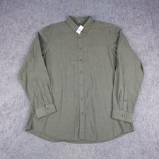 Eddie Bauer Shirt Mens XLT Olive Flannel Relaxed Fit Long Sleeve Button XL Tall