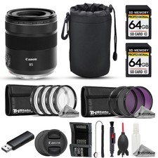 Canon RF 85mm f/2 Macro IS STM Lens - 15pc 64GB Advanced Bundle