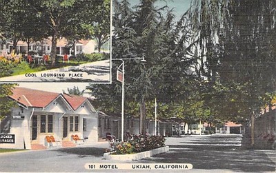 Vintage 101 Motel Ukiah California Postcard Redwood Highway Linen Era