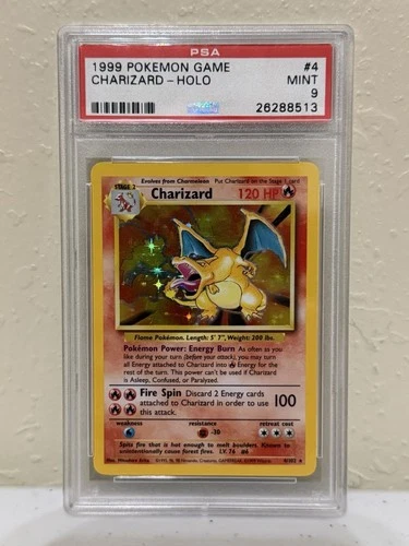 1999 POKEMON BASE SET UNLIMITED #4 CHARIZARD-HOLO PSA 9