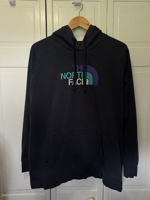 The North Face Womens XXL Hoodie Navy Blue Teal Purple Half Dome Pullover