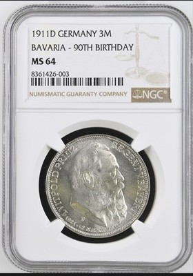 3 Mark 1911 D NGC 64 ( LUITPOLD )
