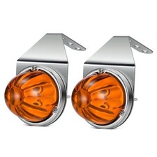 2Pcs Glass Lens Watermelon Lights with Stainless Steel Bracket, Amber