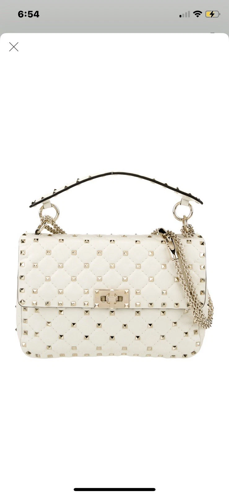 Borsa Valentino Garavani media splendida colore crema pelle morbida Rockstud Spike