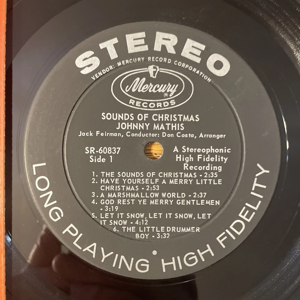 Johnny Mathis Sounds Of Christmas LP Mercury stereo Holiday VG+!!!! - Image 3 of 4
