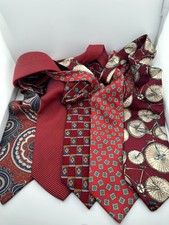 Lot of 5 Men s Silk Ties Red Burgundy Paisley, Geometric, Novelty Bicycle