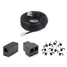 Long Telephone Extension Cord 20 FT, Black, Phone Cable Wire with Standard RJ11