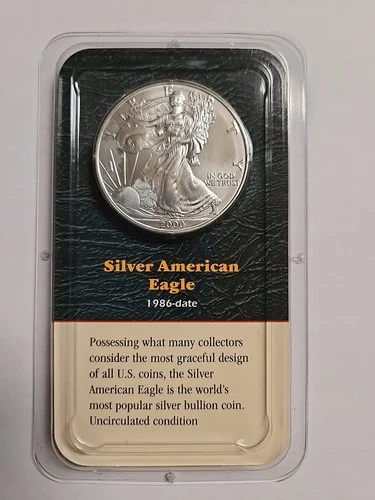 2000 American Silver Eagle $1 Coin 1 oz .999 Fine Silver BU in Littleton Holder