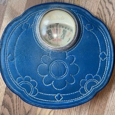 Vintage Detecto Auto Zero Bathroom Scale Royal Blue. Vinyl, Flowers. Works