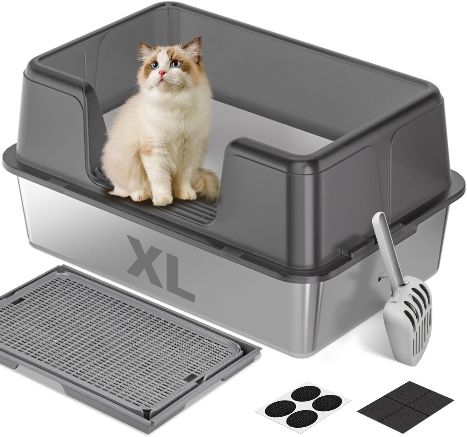 Cassetta Igienica Acciaio Inox Gatto 60x40x30 cm - Mai più Puzza!