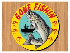 Gone Fishin All Weather Vinyl Decal Sticker Trout Outdoors Hunting Fishing