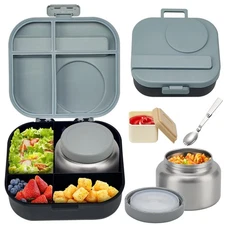 Bento Lunch Box for Kids with 12oz Soup Thermo,4 Compartments Lunch Box Conta...
