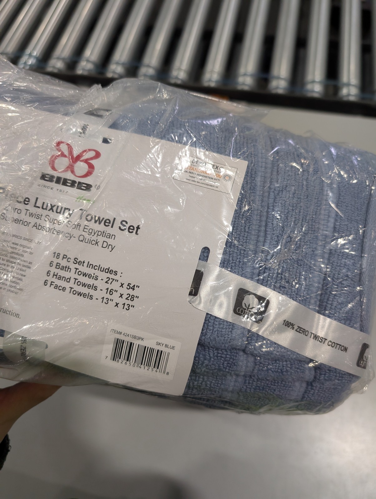 НАБОР ХЛОПЧАТОБУМАЖНЫХ БАННЫХ ПОЛОТЕНЕЦ SPIRIT LINEN ИЗ 18 шт. - НЕБЕСНО-ГОЛУБОЙ