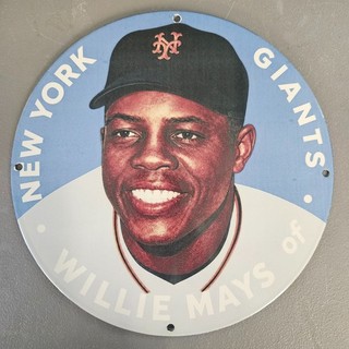 Willie Mays New York Giants 12" Round Porcelain Baseball Sign