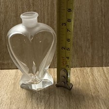 Clear Frosted Heart Shaped Glass Bottle Vase 3.5 No Lid Geometric Vanity Craft